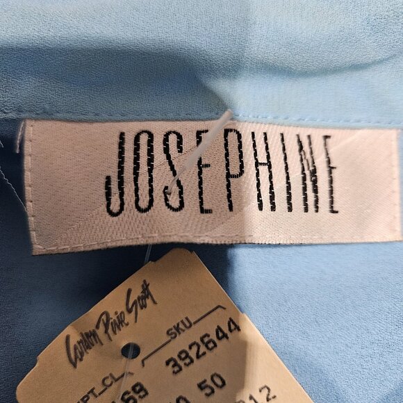 Josephine Shirt Womens 16 Blue Flutter Sleeve Button Up Vintage Style Bow Blouse - Picture 12 of 15